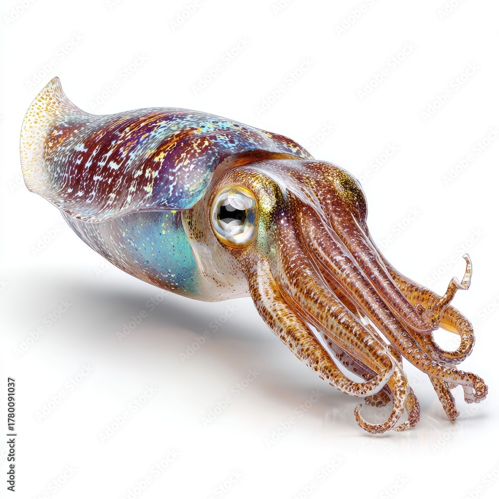 Fototapeta premium Hyperrealistic squid close-up ocean depths gigapixel art underwater environment detailed view marine life concept