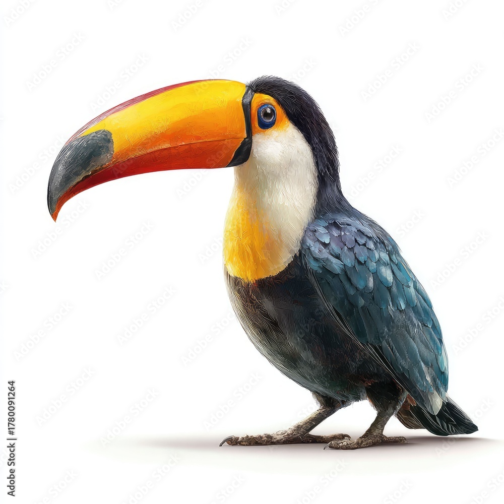 Fototapeta premium Vibrant toucan in a lush jungle setting hyperrealistic image nature photography gigapixel detail