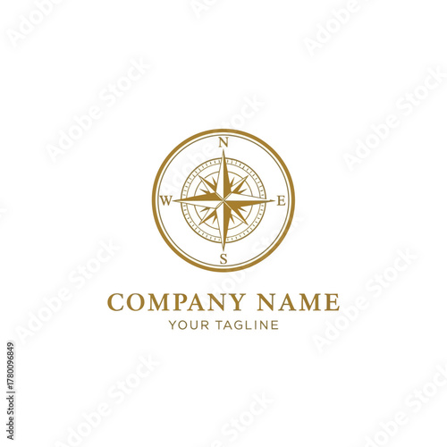 Vintage Compass Rose Logo Design for Navigation and Exploration.