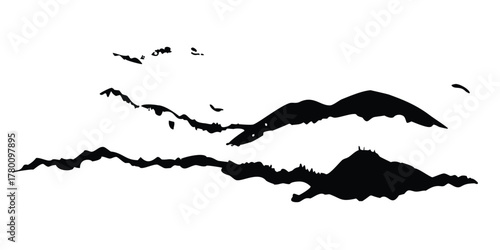 Sumi-e Mountain and Fog Background