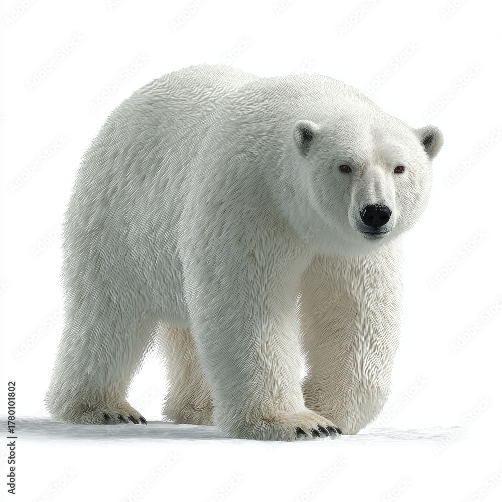 Fototapeta premium Hyperrealistic polar bear encounter arctic landscape animal photography snowy environment detailed viewpoint