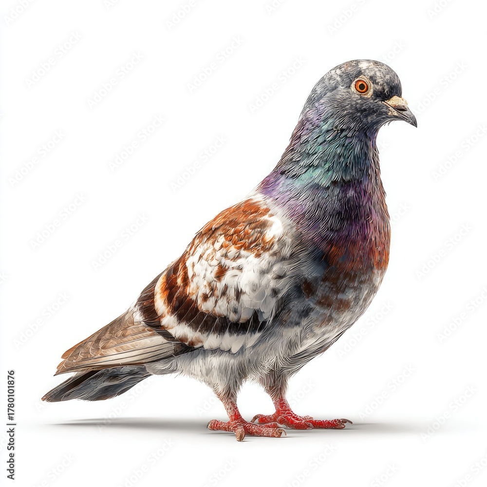 Fototapeta premium Detailed hyperrealistic image of a pigeon urban environment gigapixel quality natural setting close-up perspective