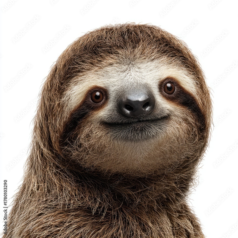 Naklejka premium Hyperrealistic image of a sloth in nature gigapixel quality close-up perspective wildlife photography