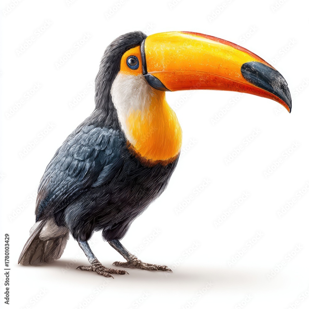Fototapeta premium Vibrant toucan in nature setting gigapixel hyperrealistic image lush environment eye-level view