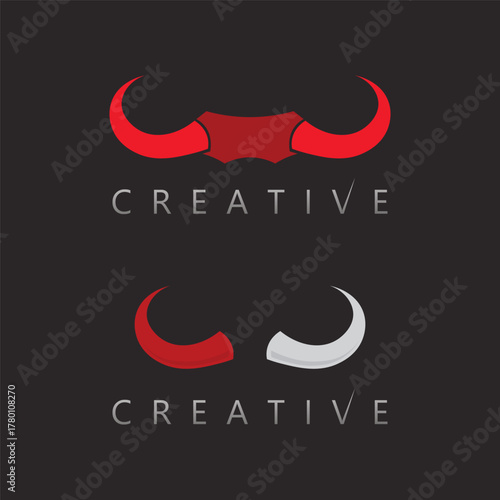 Double horn vector logo design symbolizing protection, balance, and wild character