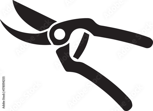 Sharp Pruning Shears Black Silhouette Vector Illustration for Gardening and Horticulture