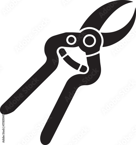 Silhouette of Heavy-Duty Pruning Shears for Gardening and Landscaping Design Vector