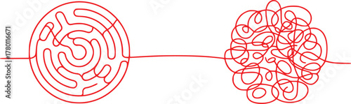 Simple Maze vs. Tangled Mess: A Visual Metaphor for Complexity and Simplicity