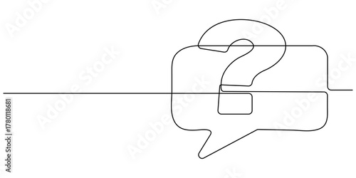 one continuous line drawing of a question mark isolated on a white background in simple vector illustration style