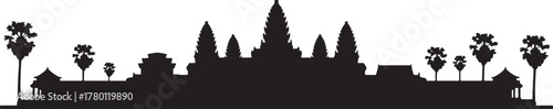 Angkor Wat Silhouette Cambodia Landmark Temple Black Shape