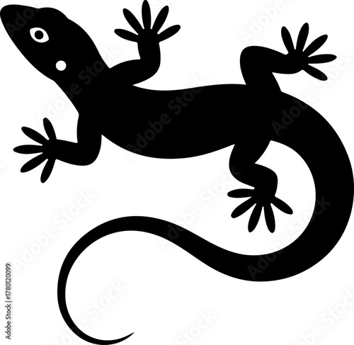 A drawing of a lizard silhouette vector illustration