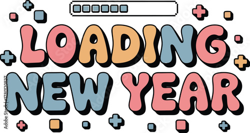 Loading New Year Retro Style with Pixel Art Elements
