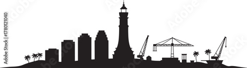 Karachi Pakistan City Skyline Silhouette Modern Architecture Travel Destination Urban Scenery