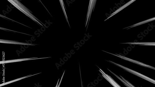 Anime speed line background animation on black. Radial Comic Light Speed Lines Moving isolated background. powerful speed lines 