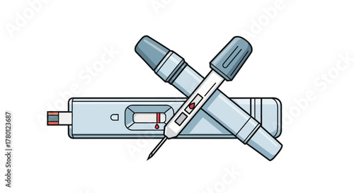 Get Tested Now Illustration for Health Awareness Campaigns and Medical Infographics about Diseases with Lancet and Testing Kit on White Backdrop