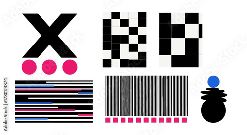 Abstract Visual Compositions Geometric Shapes and Graphic Elements