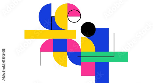 Colorful Geometric Abstract Design with Dynamic Shapes and Lines