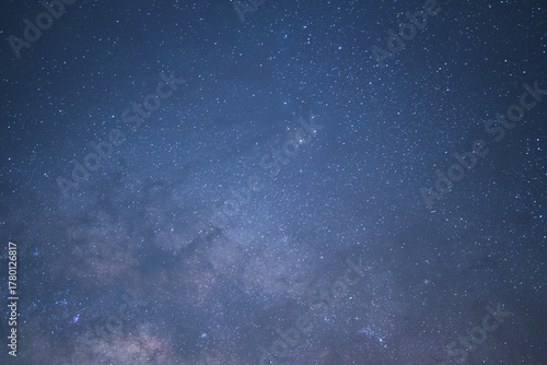 Night sky space background, Starry universe in dark blue sky, Milky way galaxy with stardust field in deep universe
