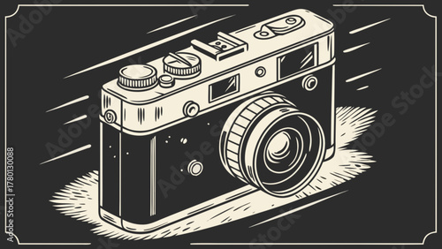 Retro camera illustration in vintage style with a, perfect for photography enthusiasts and vintage design lovers alike