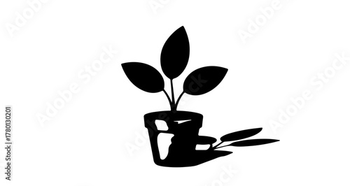 Minimalist Potted Plant Vector Illustration on White Background