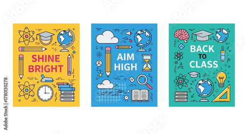 Educational Inspiration Back to School Posters with Bright Designs