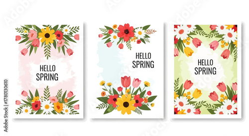 Floral Spring Greeting Cards Colorful Flower Arrangements for Seasonal Celebrations