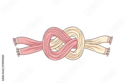 Two intertwined scarves create a beautiful infinity symbol, symbolizing connection and everlasting bond.