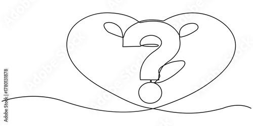one continuous line drawing of a question mark isolated on a white background in simple vector illustration style