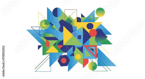 Vibrant Geometry Dynamic Composition of Colorful Abstract Shapes