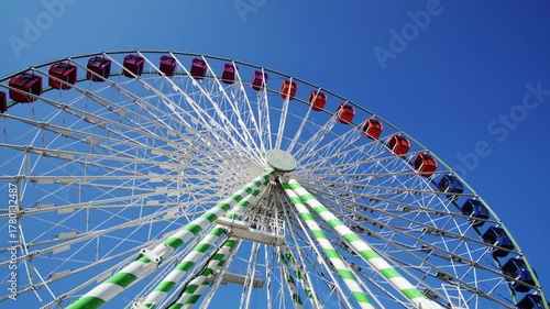 Colorful Ferris wheel turning at the Minnesota state fair