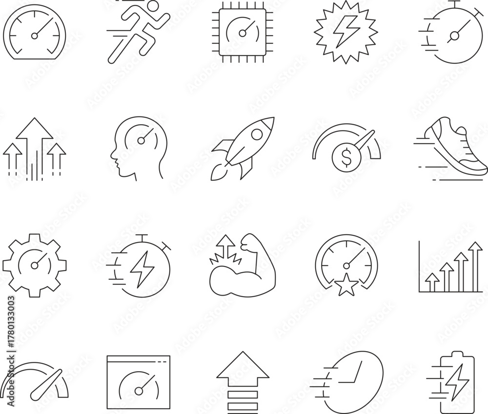 Fototapeta premium Versatile performance and business line icons with editable stroke for modern design projects
