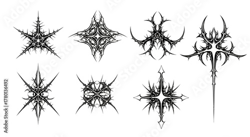 Abstract gothic and dark tribal tattoo design elements
