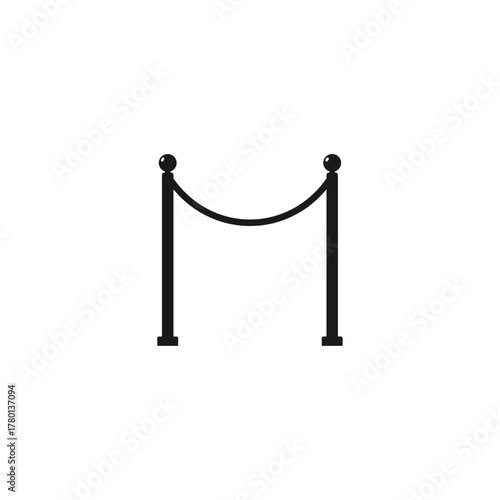 Stand barrier icon. Museum barrier icon. White background.