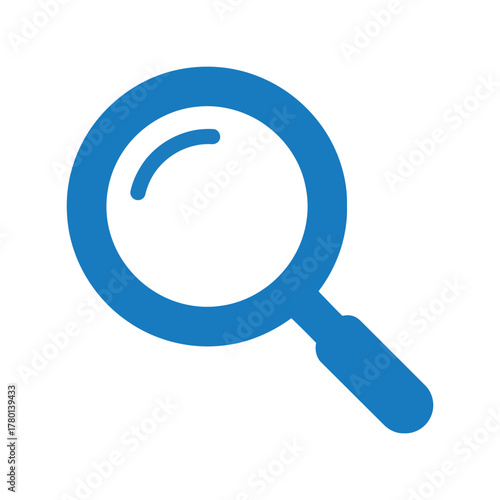 Blue magnifying glass vector icon search symbol research tool analysis graphic isolated eps illustration