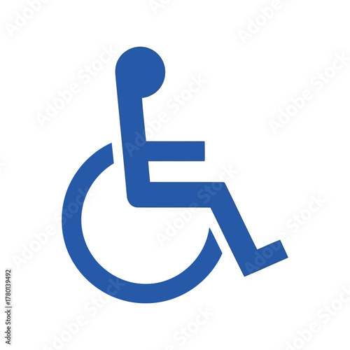 Blue international wheelchair symbol, accessible disability, handicap parking icon vector