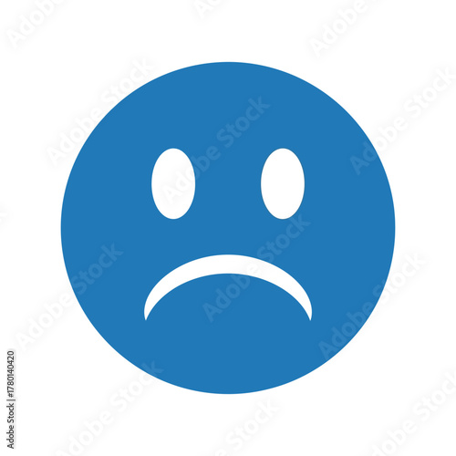 Sad blue face emoji vector unhappy emotion icon negative feeling symbol isolated graphic