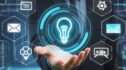 businessman pressing social network icon