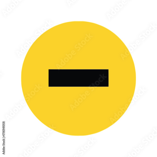 Yellow circle with black horizontal bar prohibition symbol no entry icon vector graphic