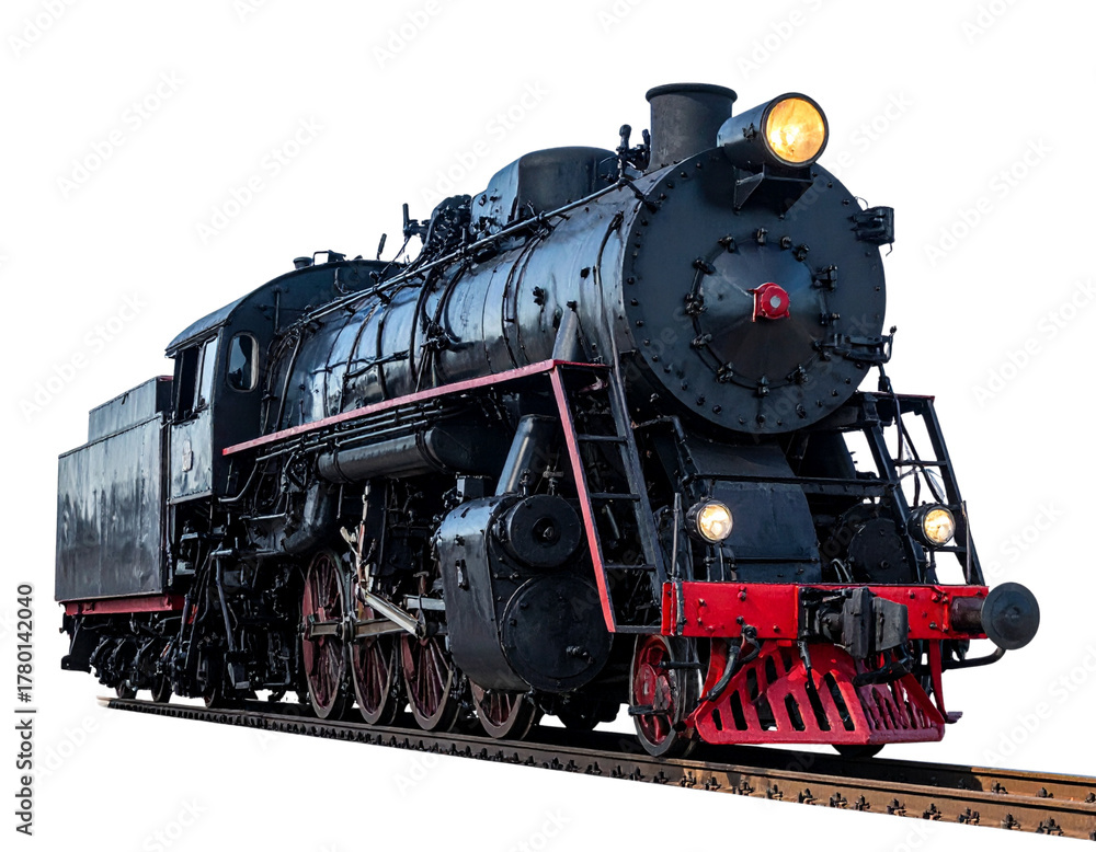 Naklejka premium steam locomotive train isolated on white background PNG, AI GENERATED