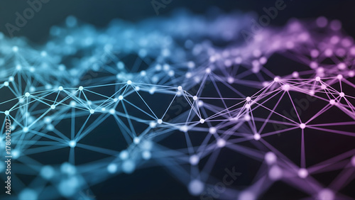 Fototapeta Naklejka Na Ścianę i Meble -  Fast turquoise neon data stream running through 3D geometric tunnels, showing real-time futuristic processing.