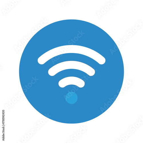 Blue circle wifi signal icon wireless internet connection symbol network technology graphic