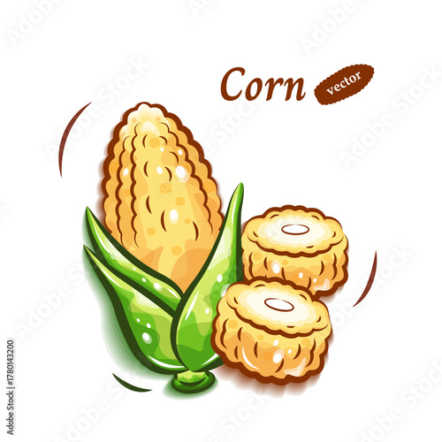 トウモロコシのポップで可愛いイラスト｜新鮮な野菜シリーズ