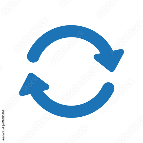 Blue circular arrows icon refresh reload loop repeat cycle sync update exchange turnover