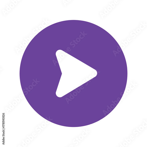 Purple play button icon media player symbol start button music video control isolated vector graphic