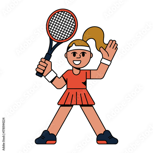 Tennis player flat cartoon vector