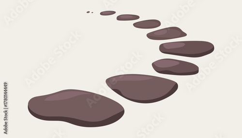 Curved stepping stones path leading upwards on a light beige background vector