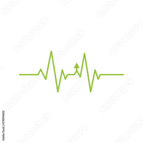 Green ekg heartbeat line graph medical pulse wave health care monitor icon