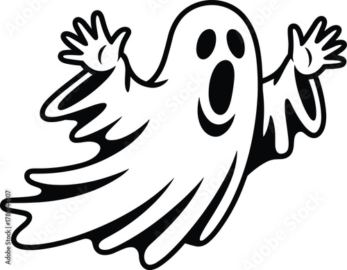 Classic Cartoon Ghost Spooky Halloween Vector Illustration