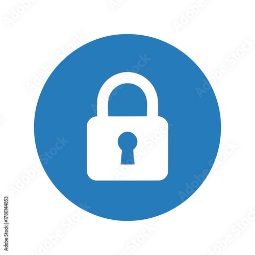 Blue circle padlock icon security symbol lock privacy safety access protection eps