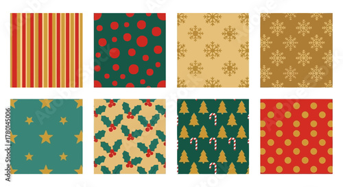 Festive Christmas Seamless Patterns Collection Holiday Backgrounds